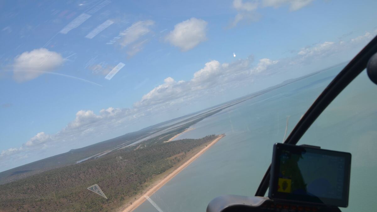 Cockpit view over the Cape York coastline
