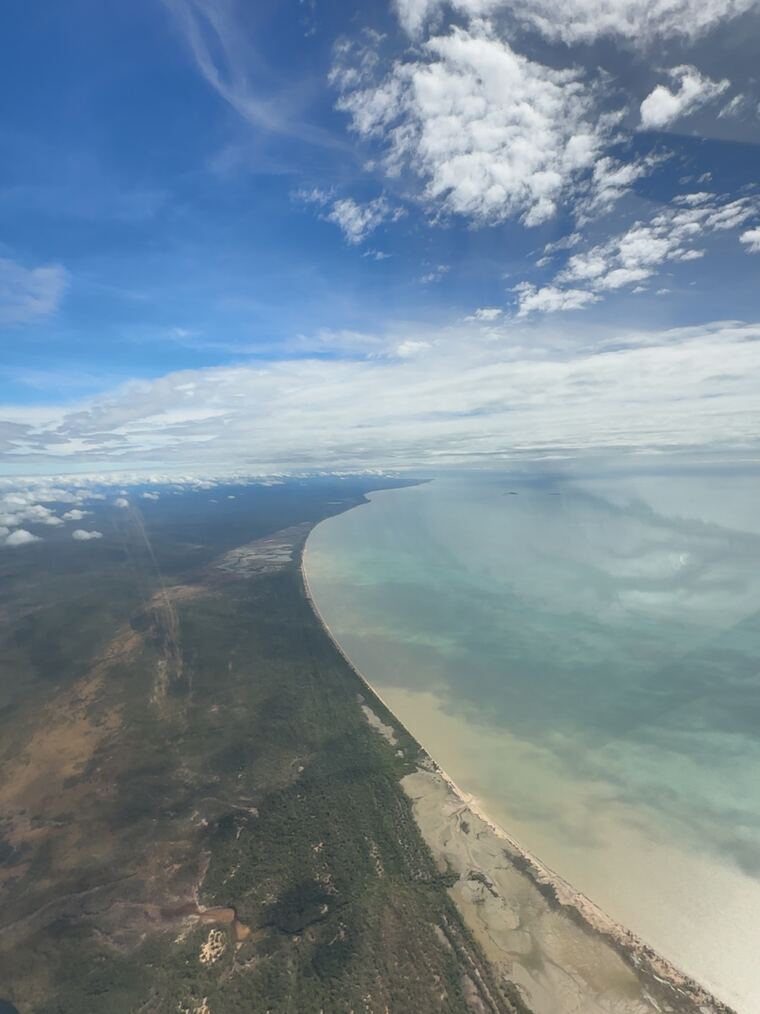 Aerial view along the Cape York coastline