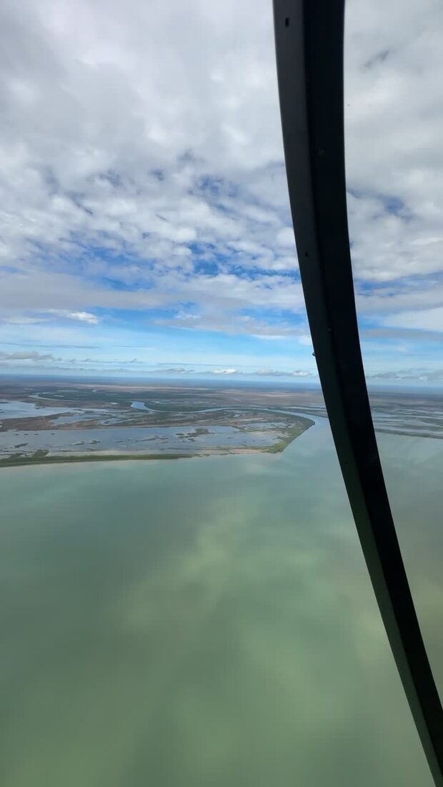 Cockpit view over Cape York wetlands