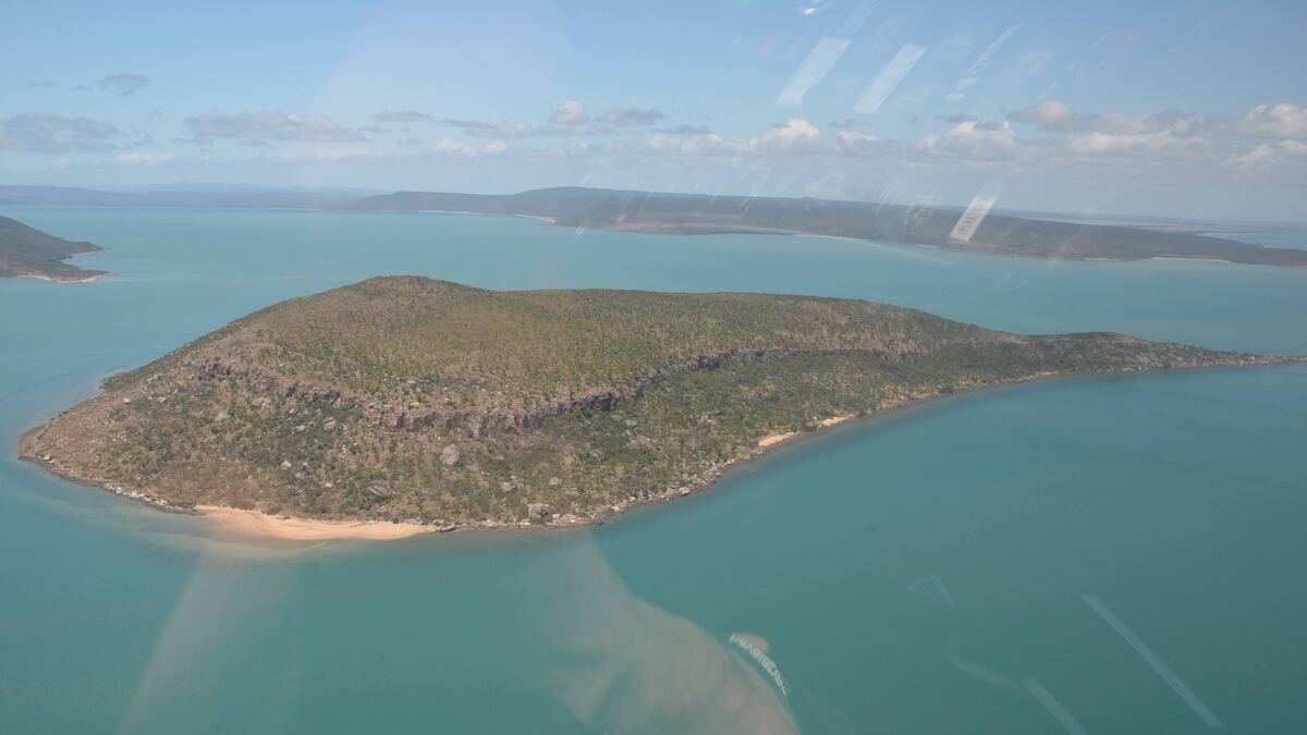 Turquoise coastline and islands of Cape York from the air