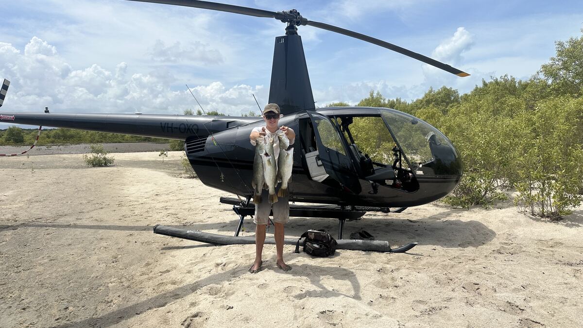 Helicopter on a remote bank, ready for a transfer
